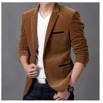 QIONGCU가을/겨울용 골드 벨벳 블레이저 슬림핏 정장 재킷 패션 캐주얼 남성 신랑 가수 의상 포멀 이브닝 드레스8/30W