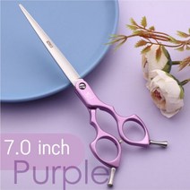 Fenice 6.5/7.0 인치 개 전문 손질 스트레이트 커팅 가위 JP440C 스테인레스 스틸 합금 핸들, 7.0 퍼플