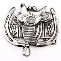 승마안장 승마 말 벨트 버클 풀 메탈 안장 모양 마술 타기 말 경주 가죽 허리띠, 은