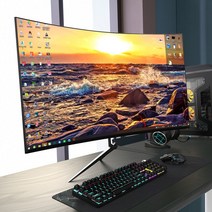 사무실 PC방 27인치 컴퓨터 LCD 모니터 커브드 32인치, 24인치 블랙 보더리스 곡면 게이밍 내장스피커