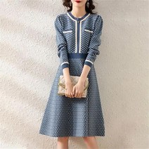 꽃소담 여자 가을겨울 슬림핏 A라인 니트 미디 원피스 QQA2935