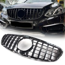 Mercedes BENZ 호환 호환용 GT 스타일 프론트 그릴 글로스 블랙 메르세데스-벤츠 W212 E300 E350 2014-2016 에 적합, [01] Black