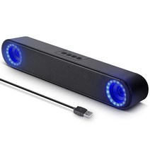 LENRUE 스피커 데스크톱 노트북용 USB 전원 공급 컴퓨터 스피커 LED 램프 장착 플러그 앤 플레이(USB 블랙)