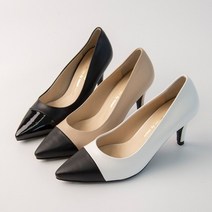 [라니가든] Y0431 앞코 배색 펌프스 힐(7cm.225-250)