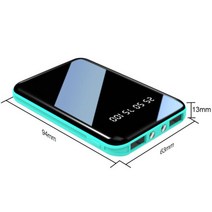 Unbranded LED 900000mAh 초박형 USB 휴대용 전원 은행 외부 배터리 백, Blue