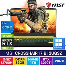 MSI 크로스헤어 17 B12UGSZ i7 32G 1TB RTX3070Ti 윈11, B12UGSZ-i7, WIN11 Pro, 32GB, 코어i7, 블랙