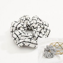 라이프랩 똥 머리 곱창 밴드 예쁜 심플 머리끈 트위드 연예인 헤어밴드 헤어슈슈 곱창끈 화이트