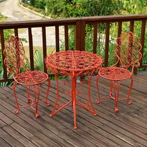 엔들랜드 빈티지 발코니 야외테라스꾸미기 철제 야외용 테이블 의자 세트 정원 베란다 티테이블 테라스 2인티테이블세트, 화이트 테이블1개+의자2개