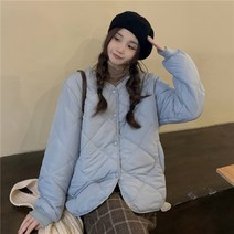 한국판 작은 키의 깅엄 패딩 여 겨울 심플 빈티지 패딩에 도톰한 패딩 아우터 패션