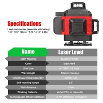 정확한 레이저 레벨기 16 Lines Laser Level 3 Self-leveling Machine Leveling Tool Omnidirectional Ground Wall S, [01] EU Plug