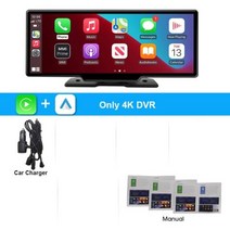 카플레이모니터 JMCQ1026 인치 4K 대시 캠 백미러 카메라 Wifi 카플레이 및 안드로이드 자동 듀얼 렌즈 자동차 DVR 비디오 레코더 GPS 24 시간 주차 AUX, one camera+with 256G Card