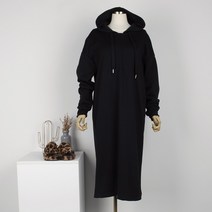 퍼니걸스 9756 데일리 후드 무지 기모 지퍼 롱 원피스 여성의류