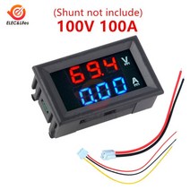 자동차 전자 디지털 전압계 전류계 DC 0-100V 10A 50A 100A 0.56 quotLED 디스플레이 전압 조정기 볼트 앰프 미터 테스터, [08] Red Blue 100A