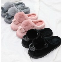 힐슈빌 여성용 고양이 모양 포인트 털 안감 슬리퍼 리콩