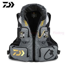 daiwa 야외 스포츠 낚시 구명 조끼 조절 메쉬 mutil-pocket 남자 수영 구명 조끼 안전 조끼 생존 조끼, xxl, 회색