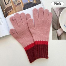Female Touchscreen Gloves Winter Patchwork Driving Warm Mittens Wrist Knitted