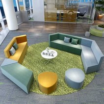 밴치형소파 소아과 모던 인테리어 손님 휴게실 체어, 세트 3 커피 테이블 스툴 포함