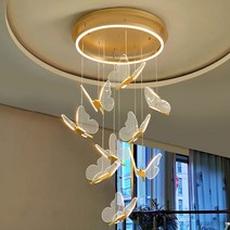 나비 대형 샹들리에 카페 복층 계단, 골드6헤드[45CM]-LED 웜라이트