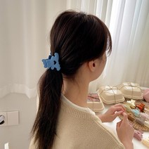 곰돌이 테디 무광 파스텔 헤어 집게핀 블루 초등학생 머리핀