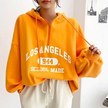 퍼니걸스 기모 오버핏 레터링 반집업 후드맨투맨_2323