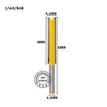 목공 트리머비트 세트 6.35mm 생크 cnc 솔리드 초경 밀링 커터 목공 라우터 비트 조각 나무 도구 2 플루트 확장 트리머 엔드 밀, 6.35 x 9.52 x 50