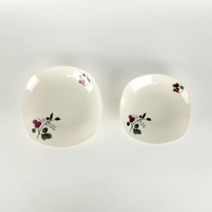 체리꽃 도자기 반찬접시 가성비 그릇, 중(19cm), 1개, 화이트