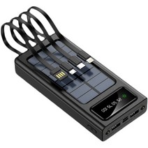 태양 보조배터리 80000mAh 휴대용 충전기 고속충전 외부배터리 케이블 샤오미 아이폰, 블랙, 50000mAh