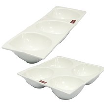 머글라스 나눔 접시 3칸 4칸 코롤라 백지 도자기 안주 그릇, 백색