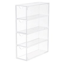 투명 아크릴 4 서랍 메이크업 주최자 데스크탑 스탠드, 24.5x17.5x6.3cm, 분명한