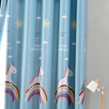 핑크/블루 커튼 100x200CM 남아 및 여아용 방 말 레인보우 프린트 어린이 암막 PC006 30 1 개
