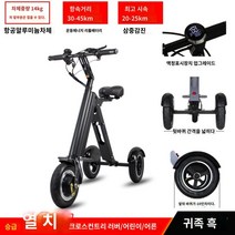 전기자전거 삼륜 전동 접이식 스쿠터 가족용, 로열블랙[10인치 오프로드휠-트리플 쇼크, 36V