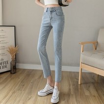 남자8부바지 150마른 키작은 봄옷 코디 키커보이는 8부 일자통 연기파이프 청바지 여성복 탄력 부 8