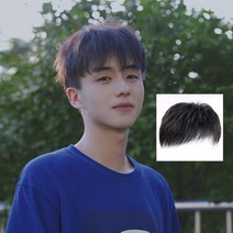 블랙 남자 염색 정수리 부분 가발 짧은머리