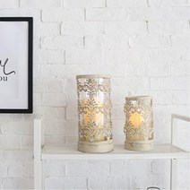 엔틱오브제 화이트 원통촛대홀더 유리병 양초난로 초받침대 미니캔들워머, 소