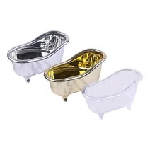 3Pcs 욕조 비누 접시 홀더 빈티지 샤워 욕실 액세서리, 은빛 금빛 클리어, 12cmx7cmx5.5cm, PP 폴리프로필렌