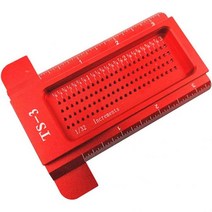 목공 스크라이브 TS 3홀 스크라이빙 T 타입 눈금자 구멍 포지셔닝 크로스 거젤 45/90도 라인 게이지 안장 스퀘어 레이아웃 스크라이버 알루미늄 합금, 레드