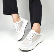 소가죽 발편한 키높이 통굽 가벼운 여성 쿠션 통굽슬립온 통굽신발 굽높은 푹신한 여자 가죽 슬립온 초경량 흰색 스니커즈 신발 단화 [순이의신발장]