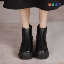 몬드스팟 7cm 여성 통굽 미들탑 워커부츠 블랙 (DM830)