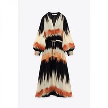 ZARA 자라 브이넥 페인트 패턴 쉬폰 원피스
