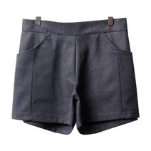 절개 라인 모직 반 바지 여성 빅사이즈 데일리 심플 뒷밴딩