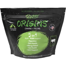 강아지영양제 ROGUE PET SCIENCE Origins 5-in-1 반려견 보조제 - 천연 오메가 3 피쉬 오일이 함유된 분말 식품 토퍼 건강한 소화 피부 및 털 지원 가려움증, [02] 돼지고기, [01] 2파운드
