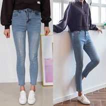 여성용 어메이징 슬림핏 히든 밴딩 데님 팬츠 빅사이즈 청바지 6001