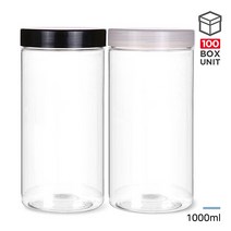 페트용기 팜스원형 1000ml 다용도 플라스틱 팜스용기, 1000ml 블랙캡 (1개)