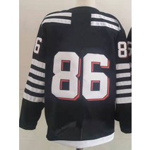 아이스하키복 아이스하키져지 아이스 필드 하키 유니폼 No.86 우리는 좋아하는 이름 패턴 로고 자수 스포, 01 Black_05 XXL