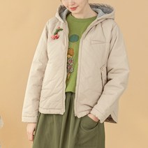 [디얼마미] 후드 배색 숏점퍼 미시옷 빅사이즈 엄마옷 중년 여성 마담