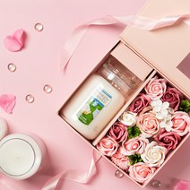 양키캔들 라지 623 g 플라워 박스 향초 선물세트 + 쇼핑백, 02 핑크, 04 클린 코튼