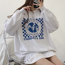 스윗라떼 체커보드 프린팅 오버핏 맨투맨 3color