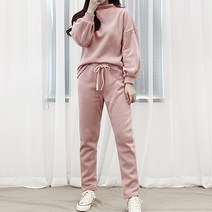 스토리원 여성 2pcs 기모 반폴라 맨투맨 트레이닝 바지 세트 RKWM-SET33