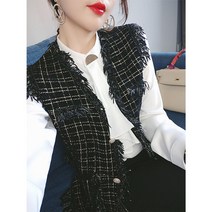 트위드베스트 뷔스티에조끼 레이어드 루즈핏 키작녀 등원룩 패션코디 트위드