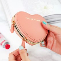 블랑블랙 하트 납작 파우치 쉐도우 팩트 케이스 휴대용 화장품 미니 메이크업케이스 핑크